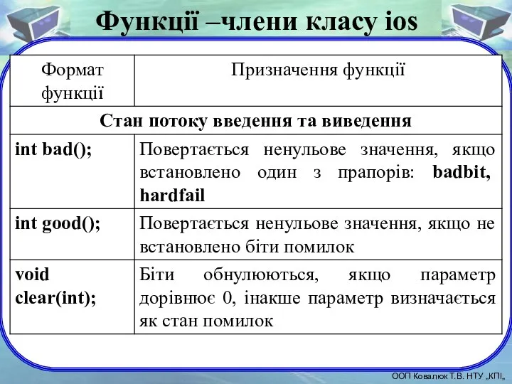 Функції –члени класу ios