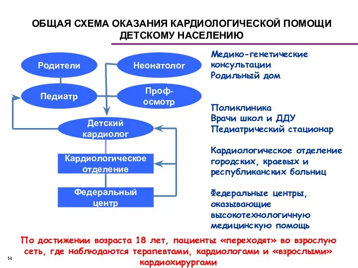 ОБЩАЯ СХЕМА ОКАЗАНИЯ КАРДИОЛОГИЧЕСКОЙ ПОМОЩИ ДЕТСКОМУ НАСЕЛЕНИЮ Родители Неонатолог Педиатр