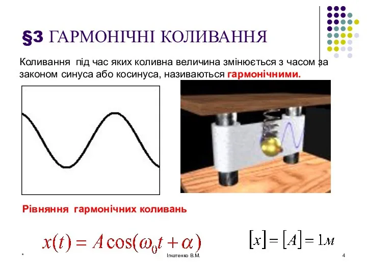 * Ігнатенко В.М. §3 ГАРМОНІЧНІ КОЛИВАННЯ