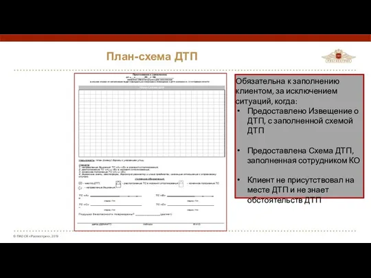 План-схема ДТП Обязательна к заполнению клиентом, за исключением ситуаций, когда: