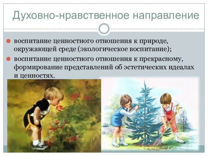 Духовно-нравственное направление воспитание ценностного отношения к природе, окружающей среде (экологическое