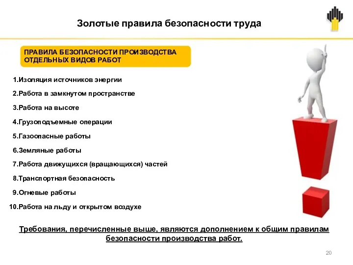 Золотые правила безопасности труда Изоляция источников энергии Работа в замкнутом