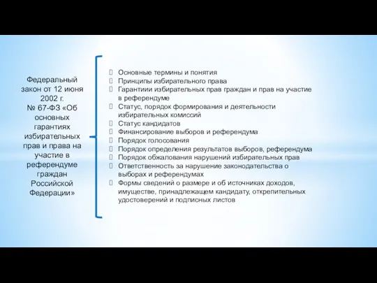 Федеральный закон от 12 июня 2002 г. № 67-ФЗ «Об