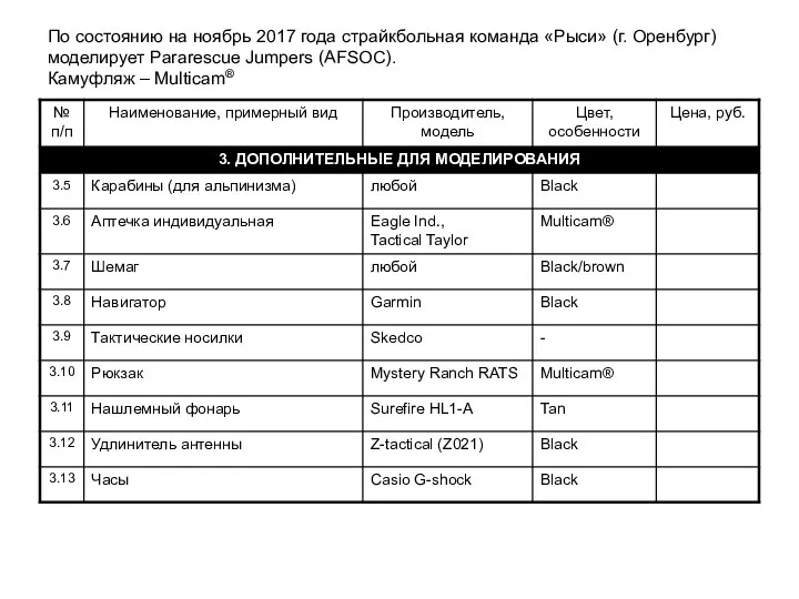 По состоянию на ноябрь 2017 года страйкбольная команда «Рыси» (г.