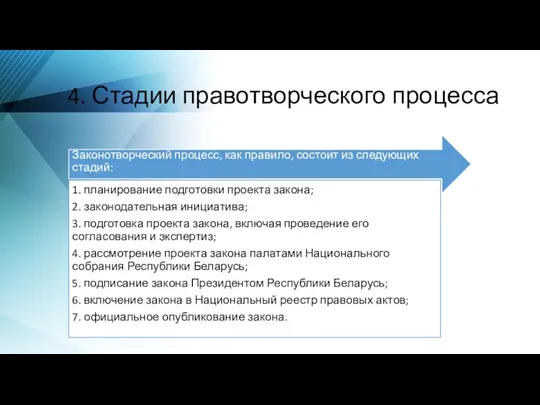 4. Стадии правотворческого процесса