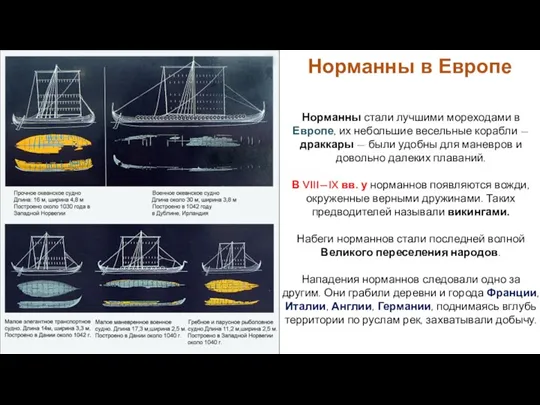 Норманны стали лучшими мореходами в Европе, их небольшие весельные корабли — драккары —