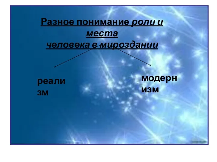 Разное понимание роли и места человека в мироздании Разное понимание