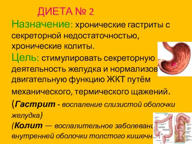 ДИЕТА № 2 Назначение: хронические гастриты с секреторной недостаточностью, хронические