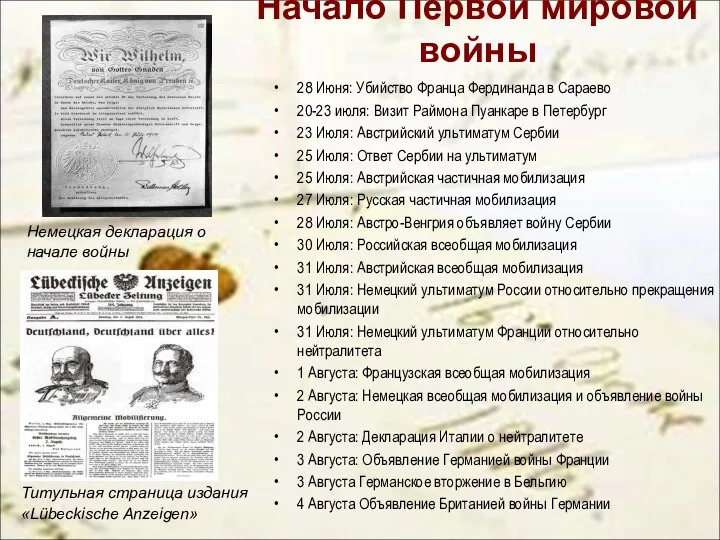 Начало Первой мировой войны 28 Июня: Убийство Франца Фердинанда в