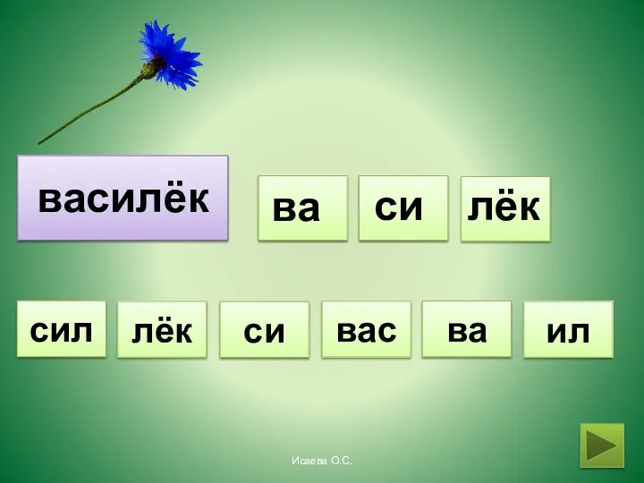 василёк ва си лёк вас ил лёк ва си сил Исаева О.С.