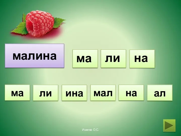 малина ма ли на мал ал ли на ина ма Исаева О.С.