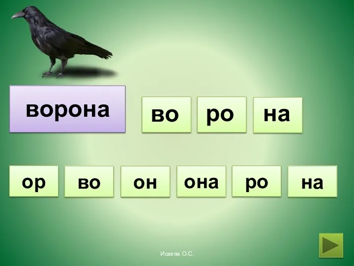 ворона во ро на она на во ро он ор Исаева О.С.