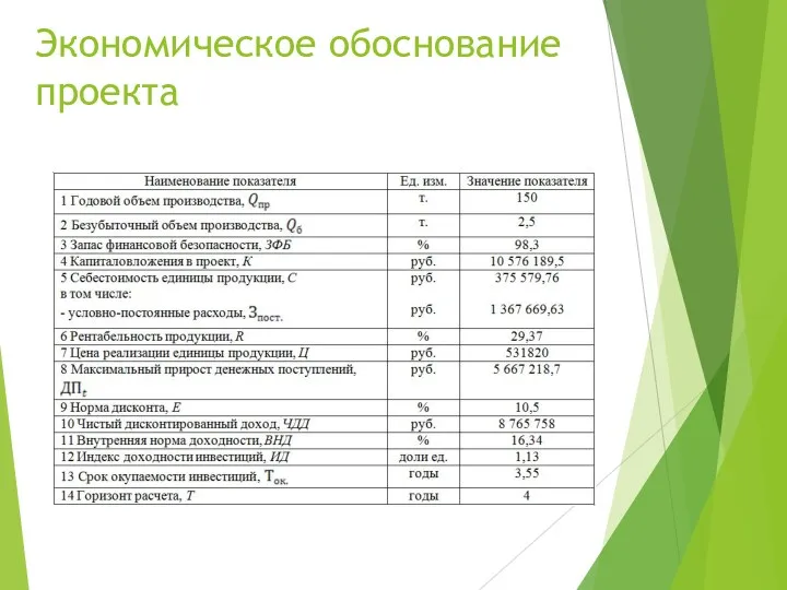 Экономическое обоснование проекта