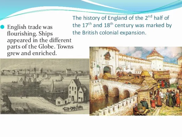 The history of England of the 2nd half of the