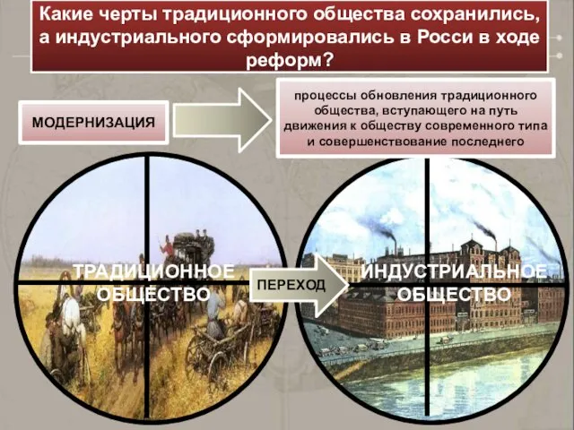 МОДЕРНИЗАЦИЯ ТРАДИЦИОННОЕ ОБЩЕСТВО ИНДУСТРИАЛЬНОЕ ОБЩЕСТВО ПЕРЕХОД процессы обновления традиционного общества,