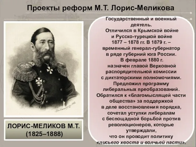 Государственный и военный деятель. Отличился в Крымской войне и Русско-турецкой