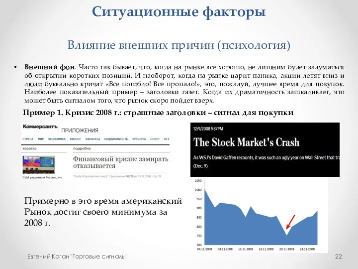 Ситуационные факторы Влияние внешних причин (психология) Евгений Коган "Торговые сигналы"