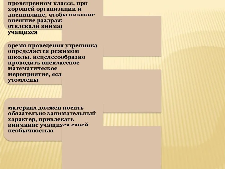 внеклассное мероприятие должно проходить в свободном, хорошо проветренном классе, при