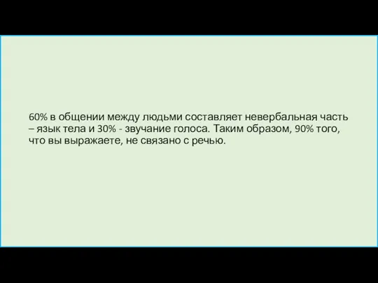 60% в общении между людьми составляет невербальная часть – язык