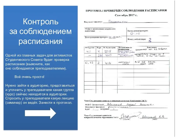 Контроль за соблюдением расписания Одной из главных задач для активистов