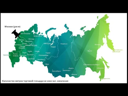 Москва (500 м) Количество метров торговой площади на 1000 чел. населения