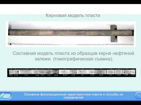 Керновая модель пласта Составная модель пласта из образцов керна нефтяной залежи (томографическая съемка)