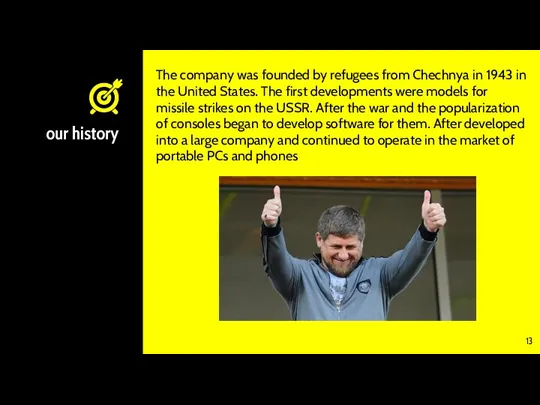 our history The company was founded by refugees from Chechnya in 1943 in