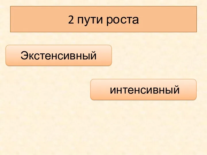 2 пути роста Экстенсивный интенсивный