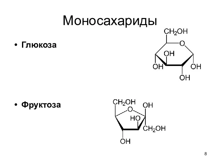 Моносахариды Глюкоза Фруктоза