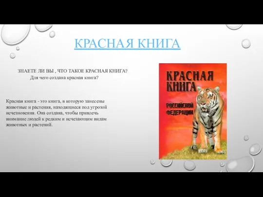 КРАСНАЯ КНИГА ЗНАЕТЕ ЛИ ВЫ , ЧТО ТАКОЕ КРАСНАЯ КНИГА? Для чего создана