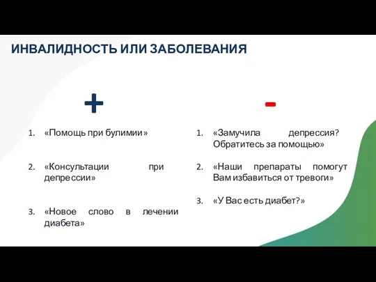 ИНВАЛИДНОСТЬ ИЛИ ЗАБОЛЕВАНИЯ + - «Помощь при булимии» «Консультации при