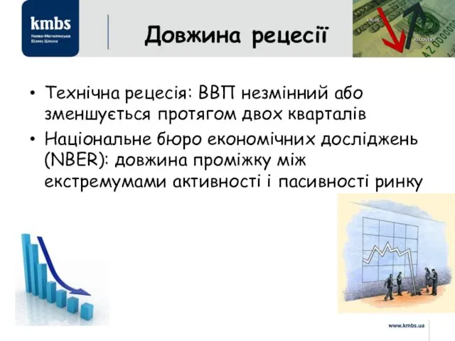 Довжина рецесії Технічна рецесія: ВВП незмінний або зменшується протягом двох