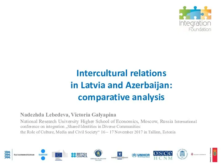 Intercultural relations in Latvia and Azerbaijan: comparative analysis Nadezhda Lebedeva, Victoria Galyapina National