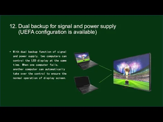 12. Dual backup for signal and power supply (UEFA configuration is available) With