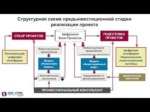 Структурная схема предынвестиционной стадии реализации проекта Региональная цифровая платформа Цифровая