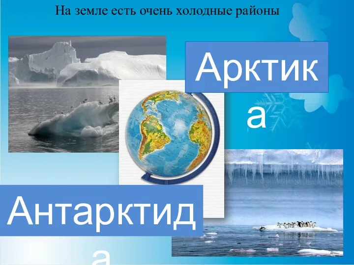 На земле есть очень холодные районы Арктика Антарктида