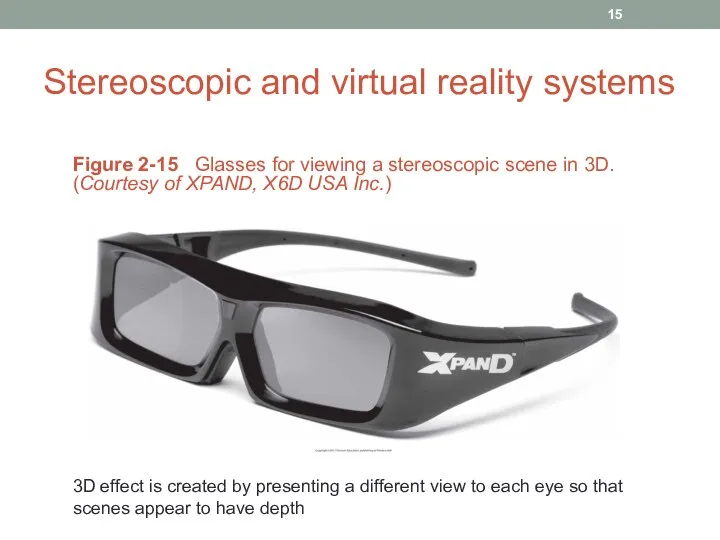 Stereoscopic and virtual reality systems Figure 2-15 Glasses for viewing