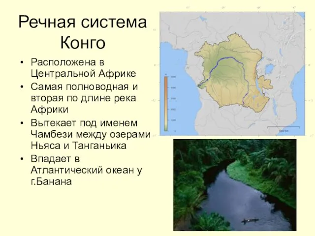 Речная система Конго Расположена в Центральной Африке Самая полноводная и