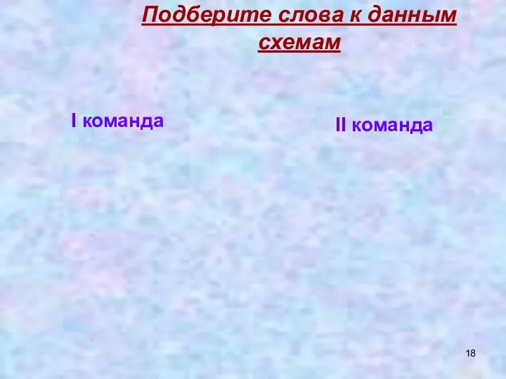 Подберите слова к данным схемам I команда II команда