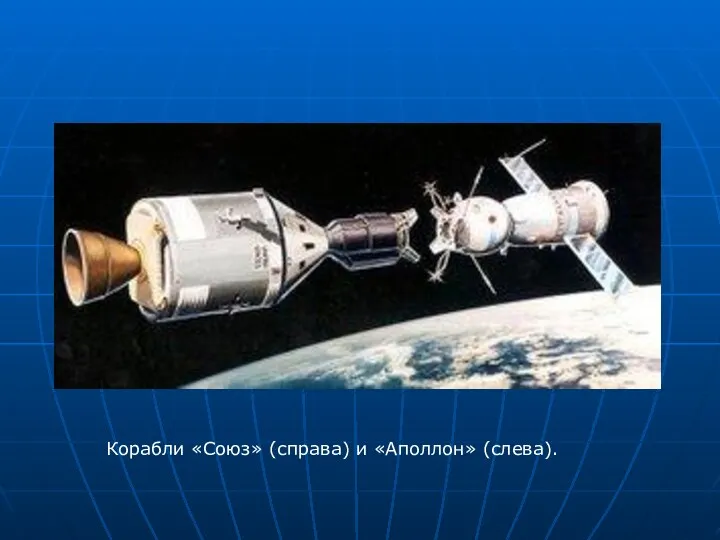 Корабли «Союз» (справа) и «Аполлон» (слева).