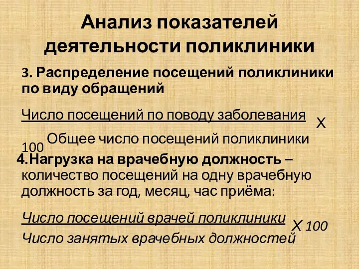 Анализ показателей деятельности поликлиники 3. Распределение посещений поликлиники по виду