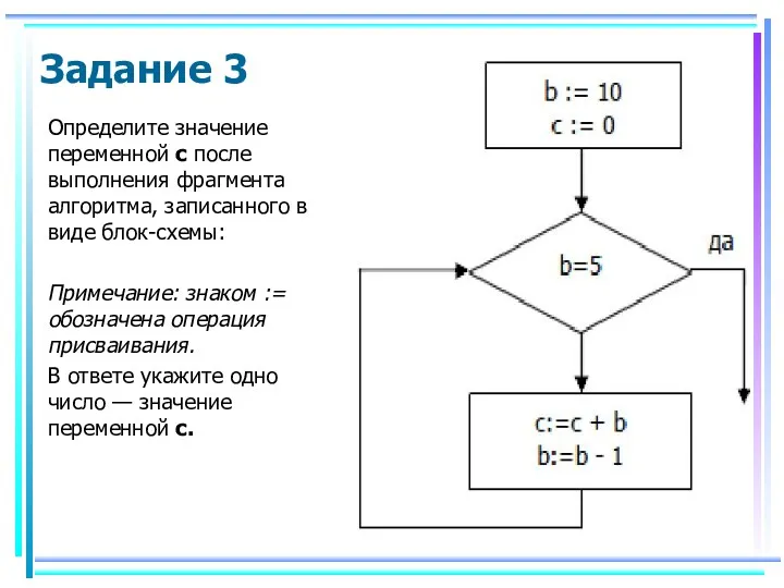 Определите значение переменной с после выполнения фрагмента алгоритма, записанного в