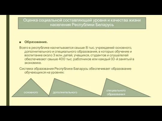 Оценка социальной составляющей уровня и качества жизни населения Республики Беларусь