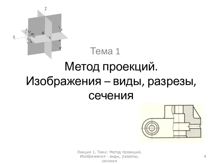 Метод проекций. Изображения – виды, разрезы, сечения Тема 1 Лекция