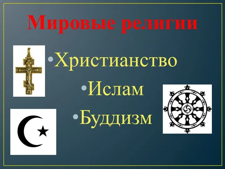 Мировые религии Христианство Ислам Буддизм