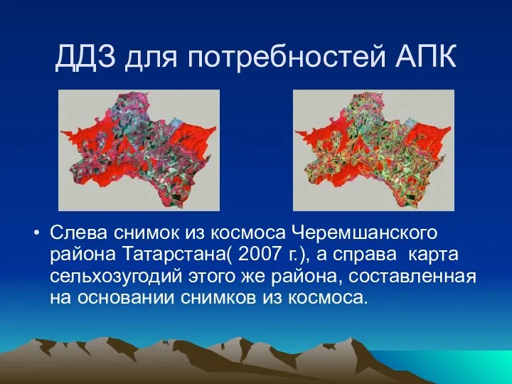 ДДЗ для потребностей АПК Cлева снимок из космоса Черемшанского района