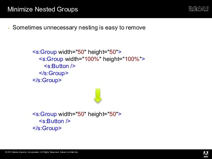 Minimize Nested Groups Sometimes unnecessary nesting is easy to remove