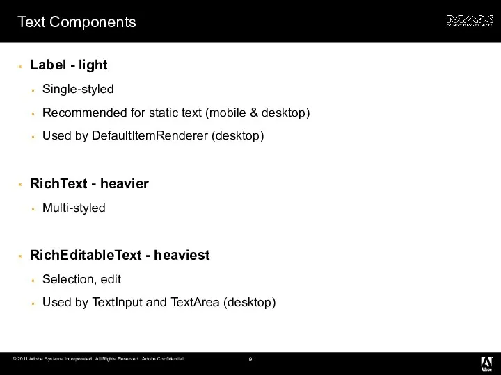 Text Components Label - light Single-styled Recommended for static text (mobile & desktop)