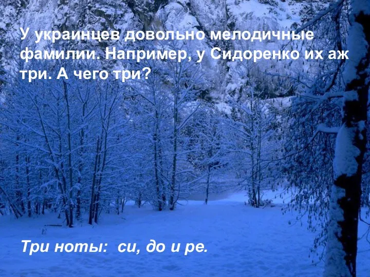 У украинцев довольно мелодичные фамилии. Например, у Сидоренко их аж