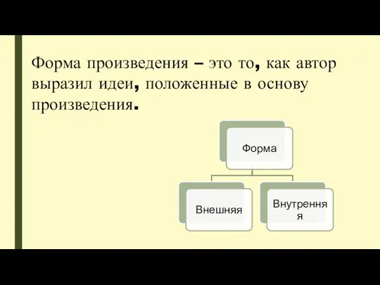 Форма произведения – это то, как автор выразил идеи, положенные в основу произведения.